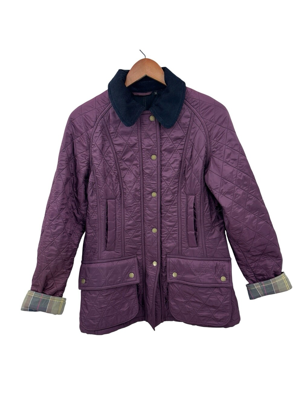 BARBOUR Jacket Womens 6 Purple Beadnell PolarQuilt Preppy Coat Chore X855